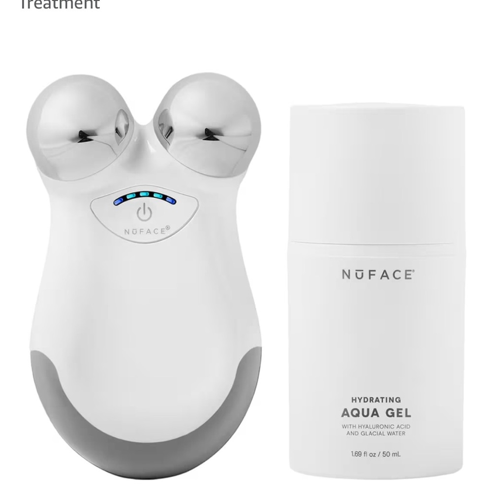 NuFACE Facial Toning Device with Hydrating Aqua Gel - White & Silver